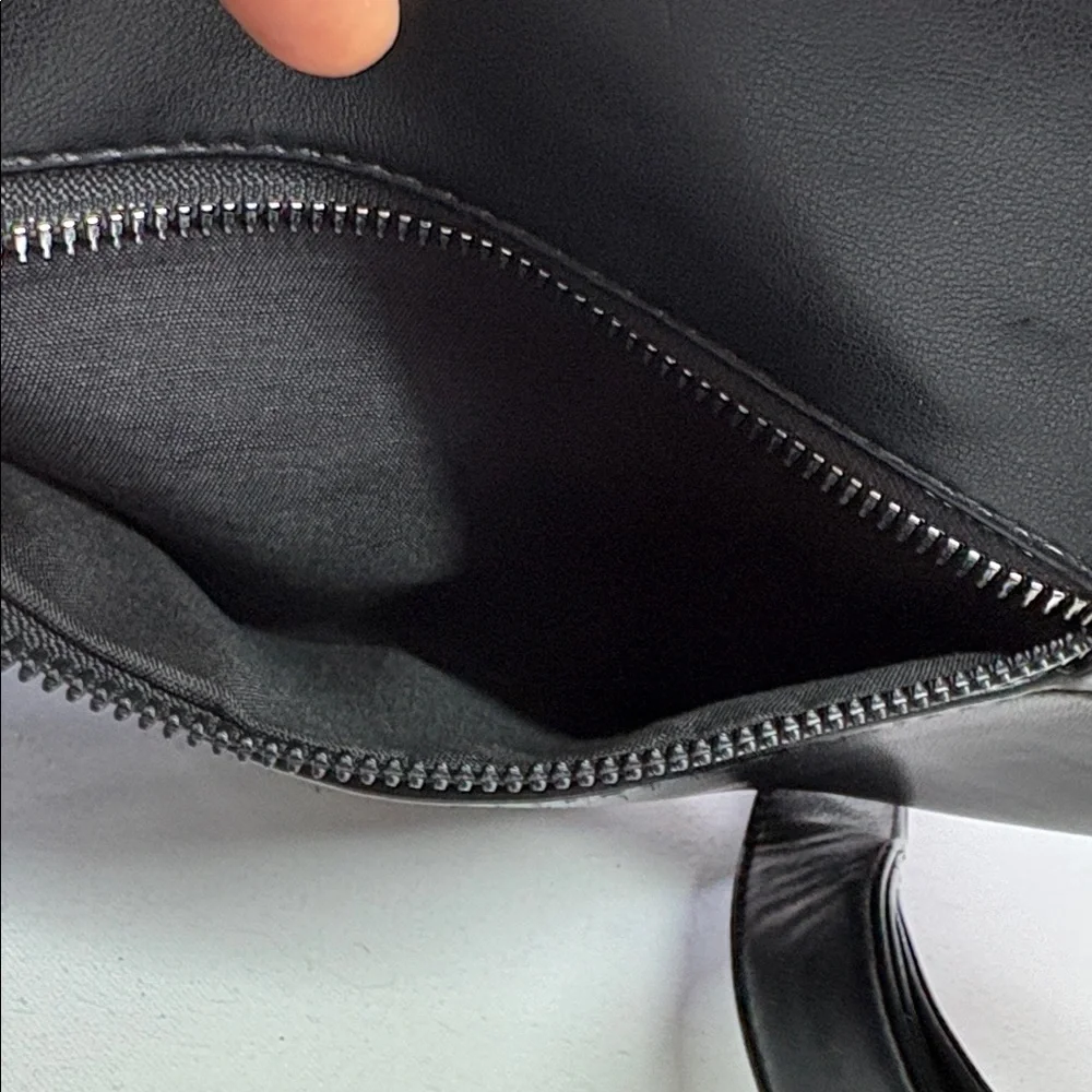 Black Sleek Manmade Belt Sling Crossbody Bag